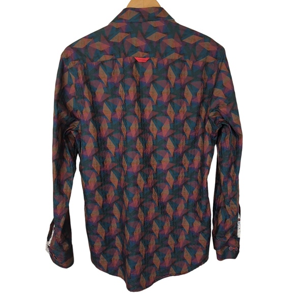 Jermyn & Bond Men’s Button Down Flip Cuff Geometric Print Shirt - Picture 3 of 13